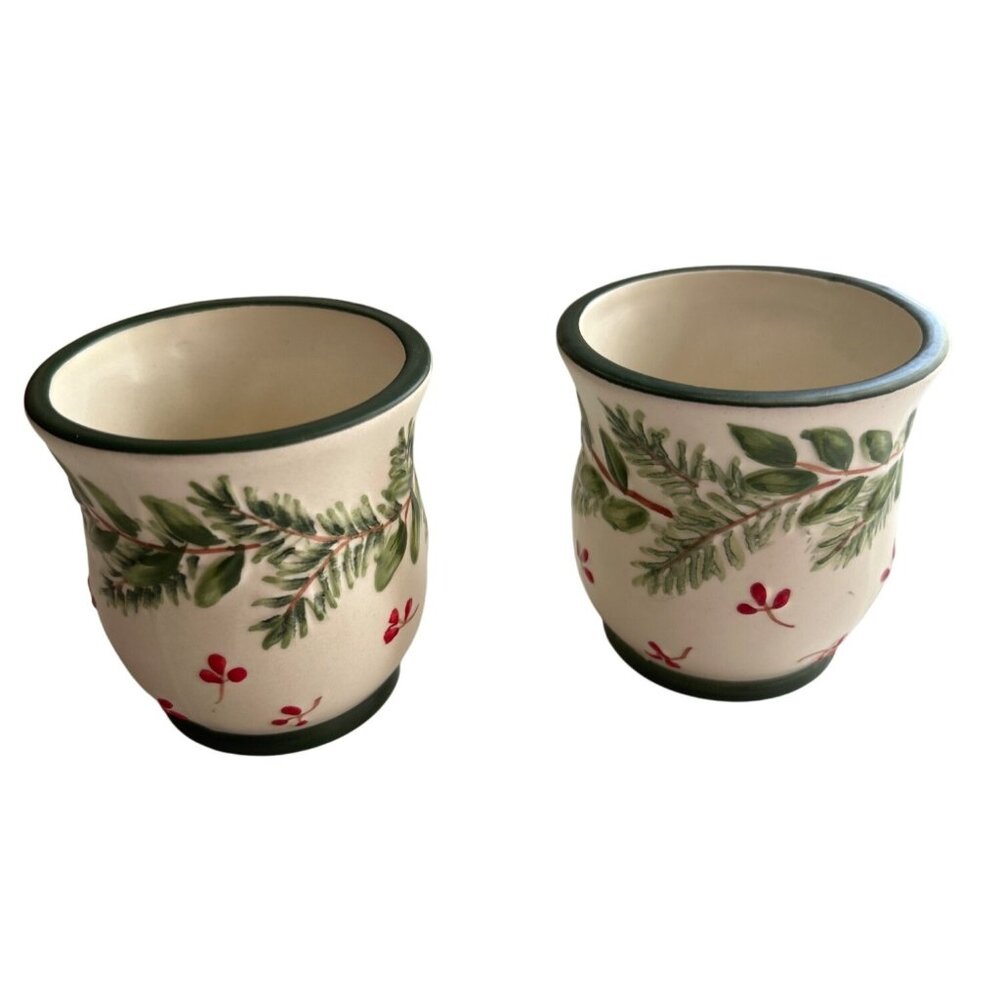 Yankee Candle Ceramic Votive Candle Holders Set Of 2 Christmas Holiday Design